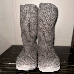 UGG Capra S/N1012287 Ribbed Knit Shearling Lined Insulated GREY Boots Women's, 6